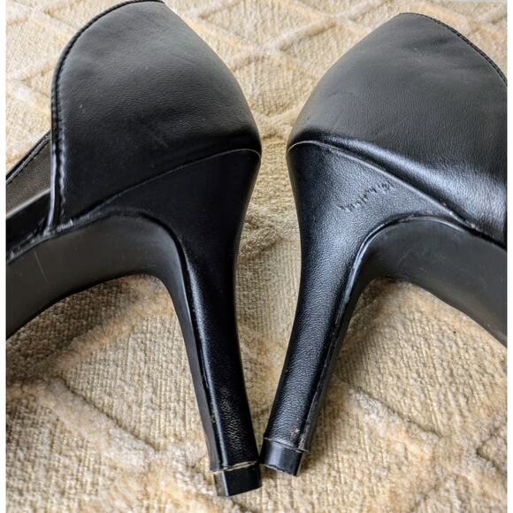Coach And Four Heels Size 9 Black D'Orsay Peep Toe Bow Toe 3.5" Stiletto - Picture 11 of 12